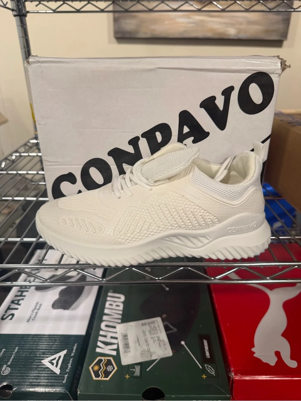 Conpavo Women’s Ribbed Detail Athletic Sneakers White Size 9 M US